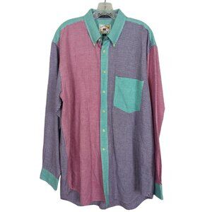Cutter & Buck Shirt Mens Multicolor Checkered patchwork Button-Down Vintage Sz M